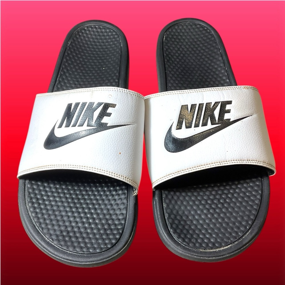Nike Benassi JDI Slides #343880-100 Black and White Men's Size 17